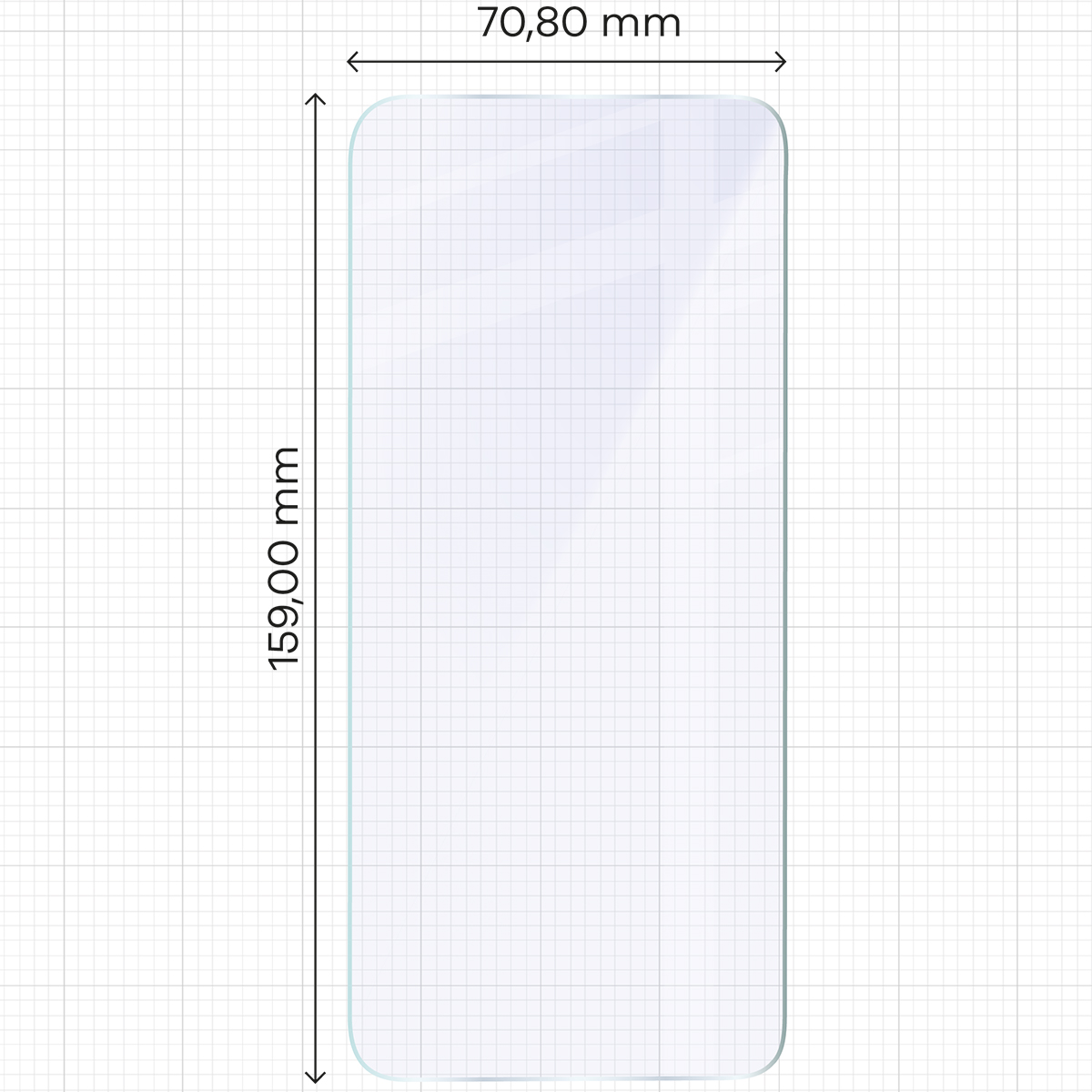 Miarka z wymiarami szkła hybrydowego Bizon Glass Mule