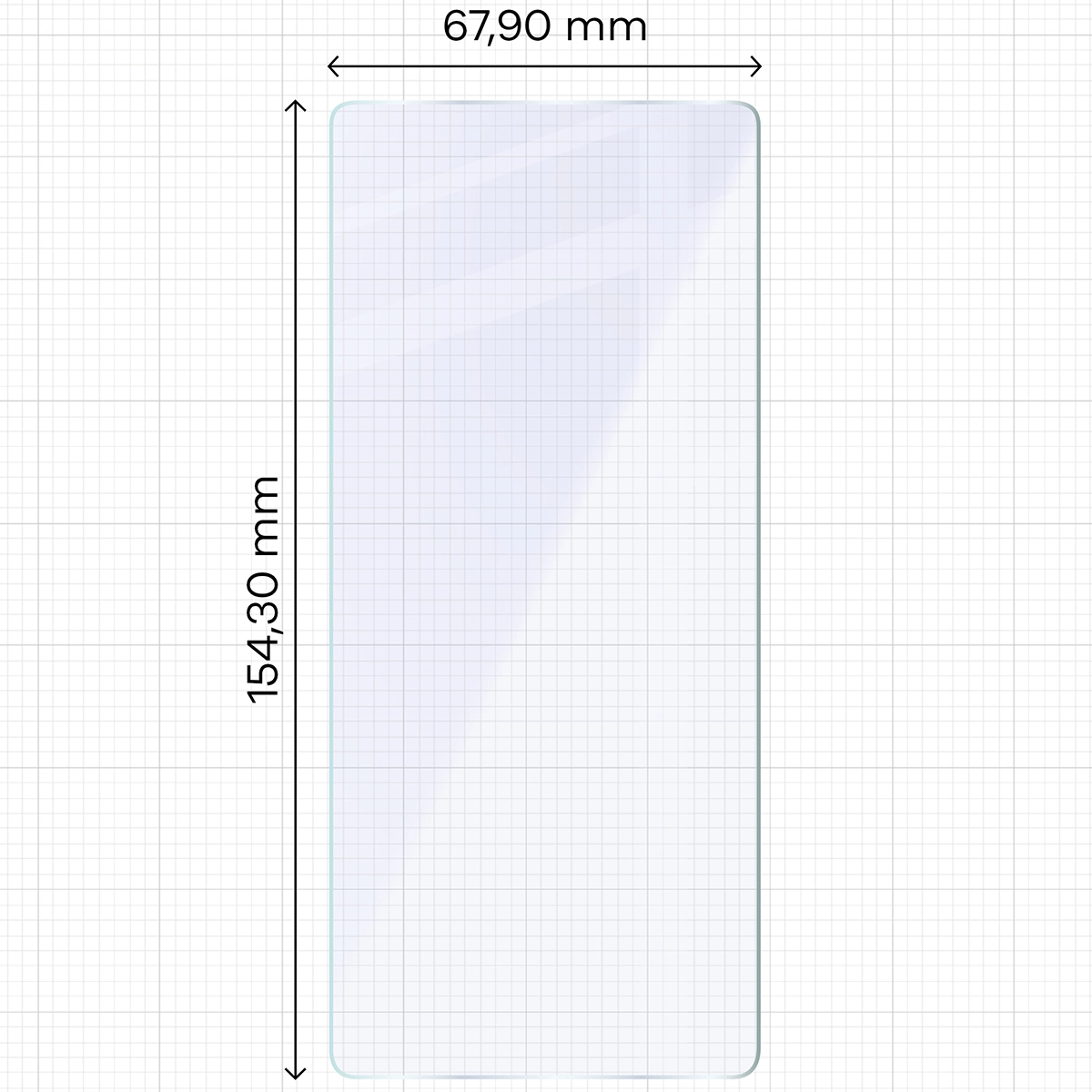 Miarka z wymiarami szkła hybrydowego Bizon Glass Mule do Infinix Note 50 Pro 4G