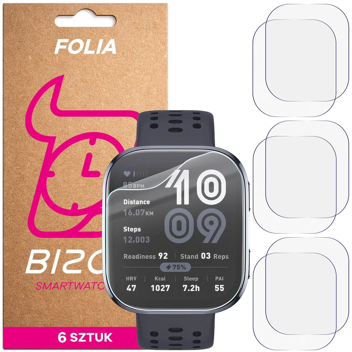 Bizon Watch Film HydroFlex hydrogel film for Amazfit Bip 6