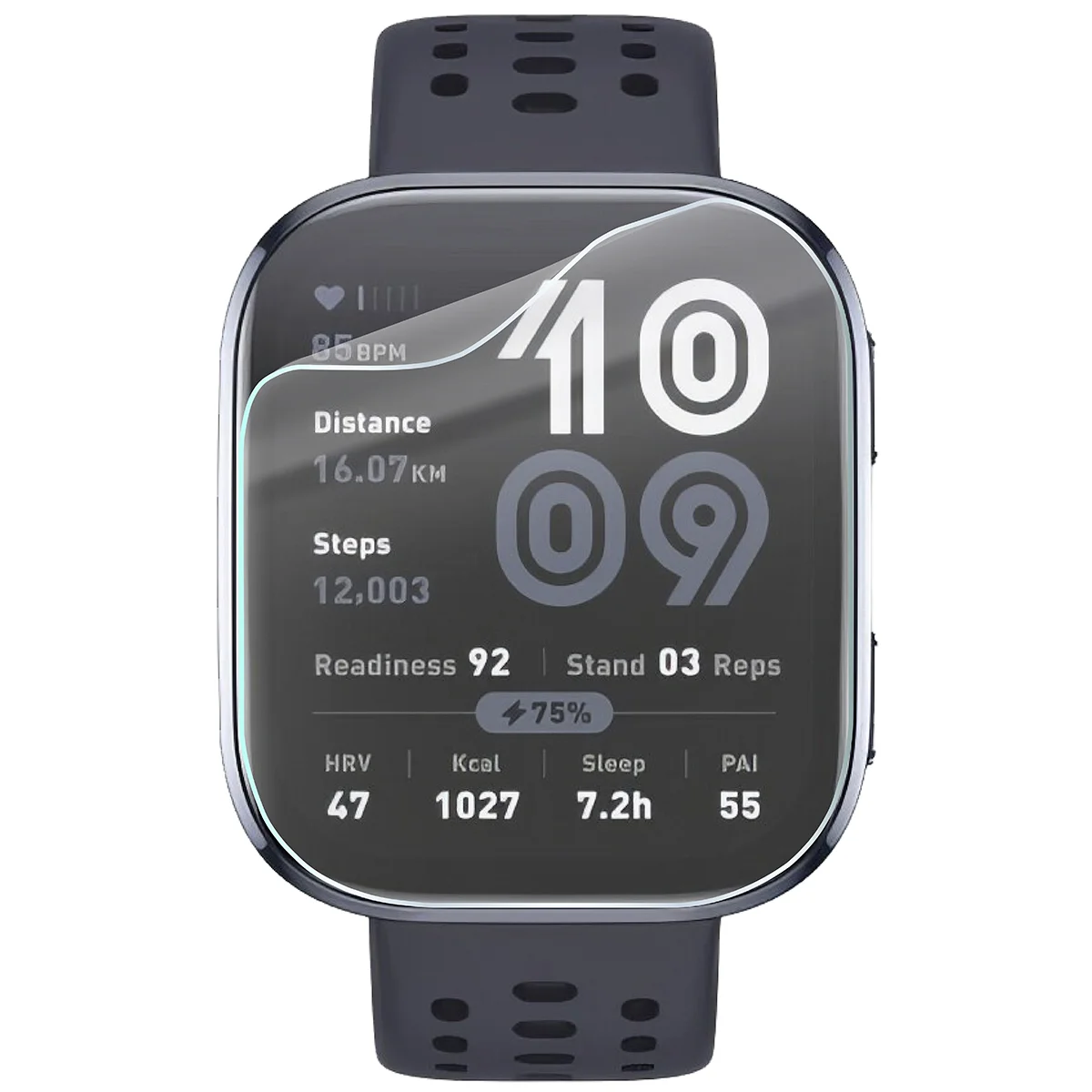 Bizon Watch Film HydroFlex hydrogel film for Amazfit Bip 6 on a watch
