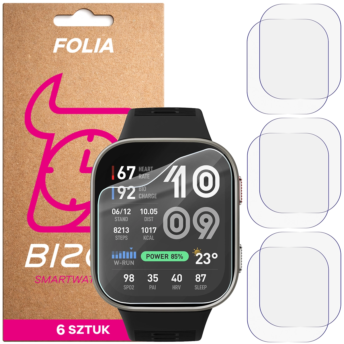 Bizon Watch Film HydroFlex Hydrogel Film for Amazfit Bip Max