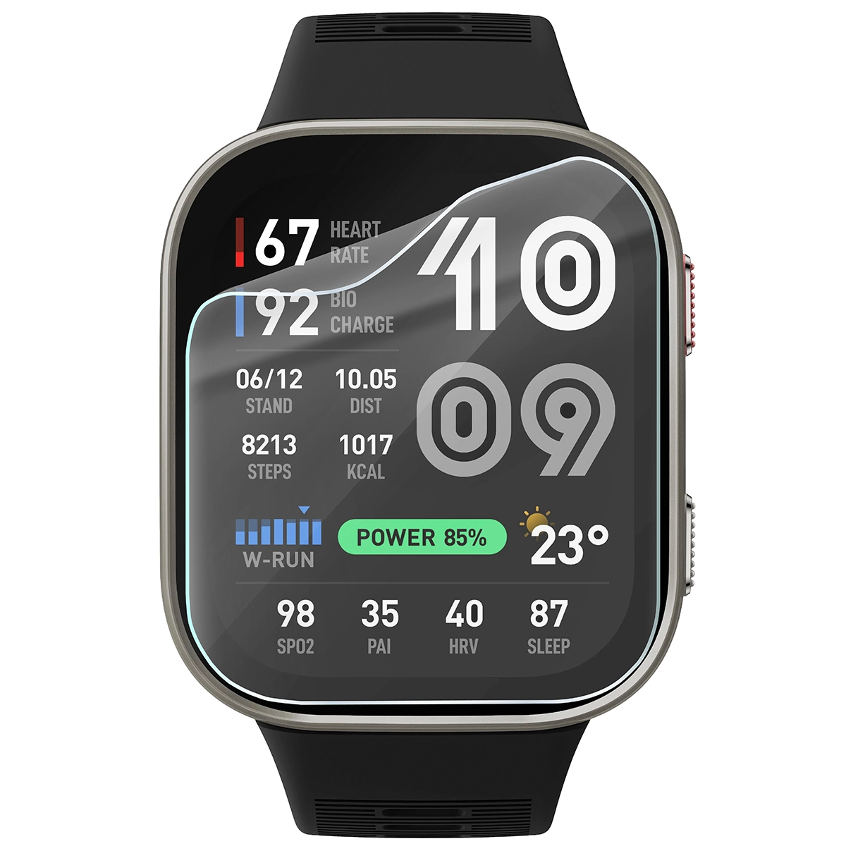 Bizon Watch Film HydroFlex Hydrogel Film for Amazfit Bip Max on the watch