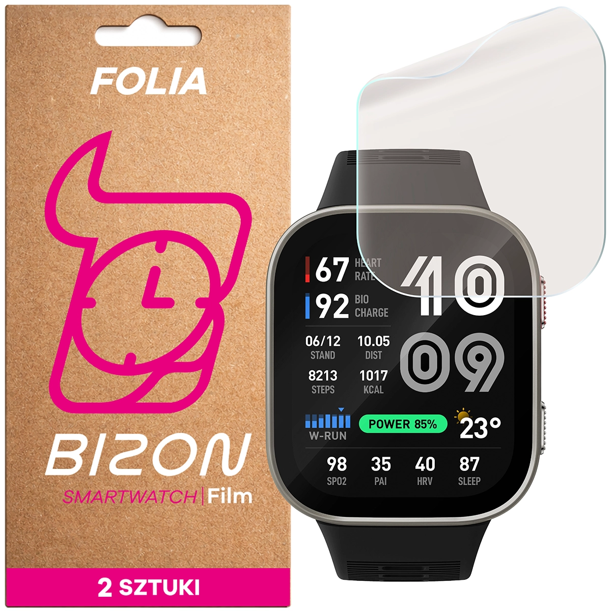 Folia matowa na ekran Bizon Watch Film Matte Duo do Amazfit Bip Max, 2 sztuki