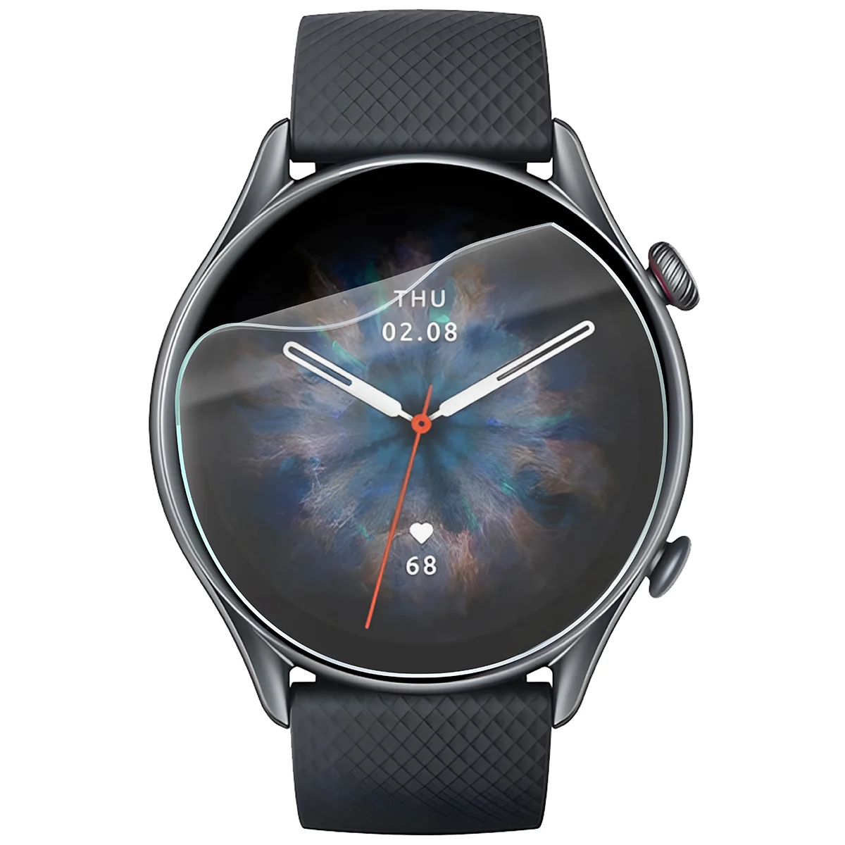 Bison Watch Film HydroFlex hydrogel film for Amazfit GTR 3 Pro on the watch
