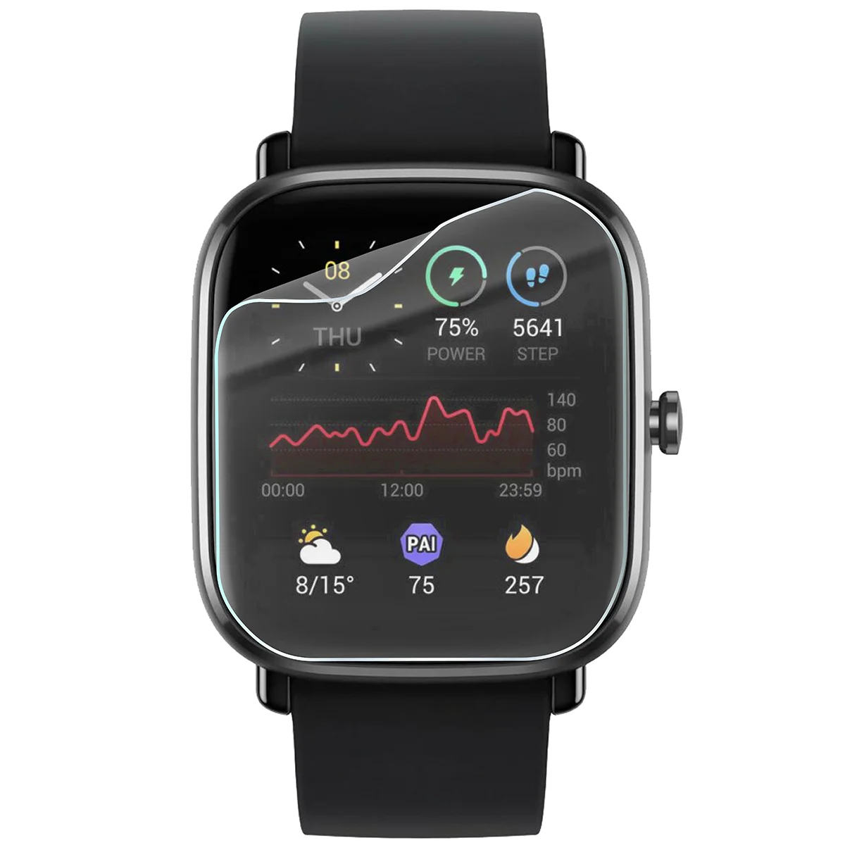 Bison Watch Film HydroFlex hydrogel film for Amazfit GTS 2 Mini on the watch