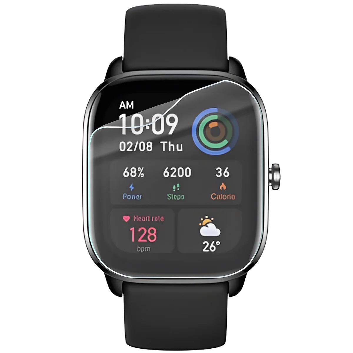 Bizon Watch Film HydroFlex hydrogel film for Amazfit GTS 4 Mini on the watch