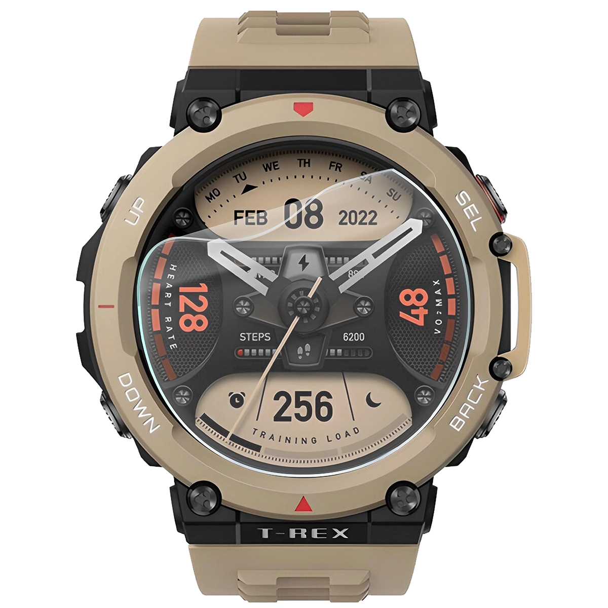 Bizon Watch Film HydroFlex hydrogel film for Amazfit T-Rex 2 on the watch