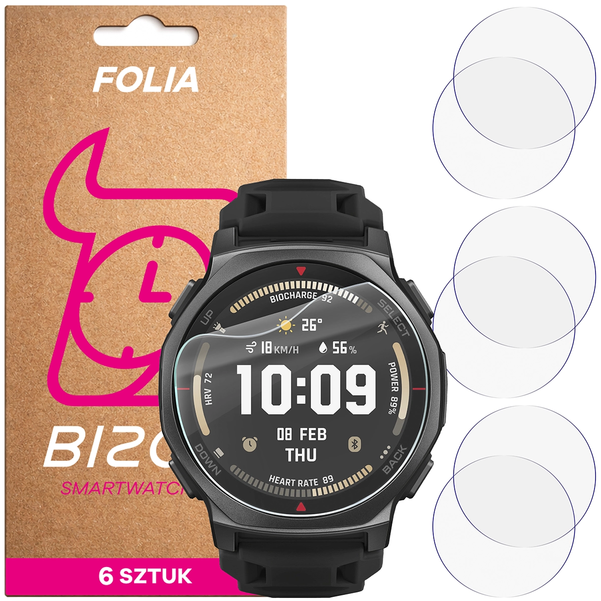 Bizon Watch Film HydroFlex hydrogel film for Amazfit T-Rex 3 Pro 44 mm
