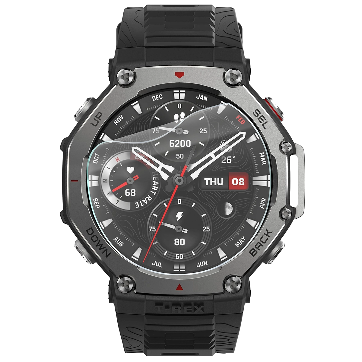 Bison Watch Film HydroFlex Hydrogel Film for Amazfit T-Rex 3 on the watch