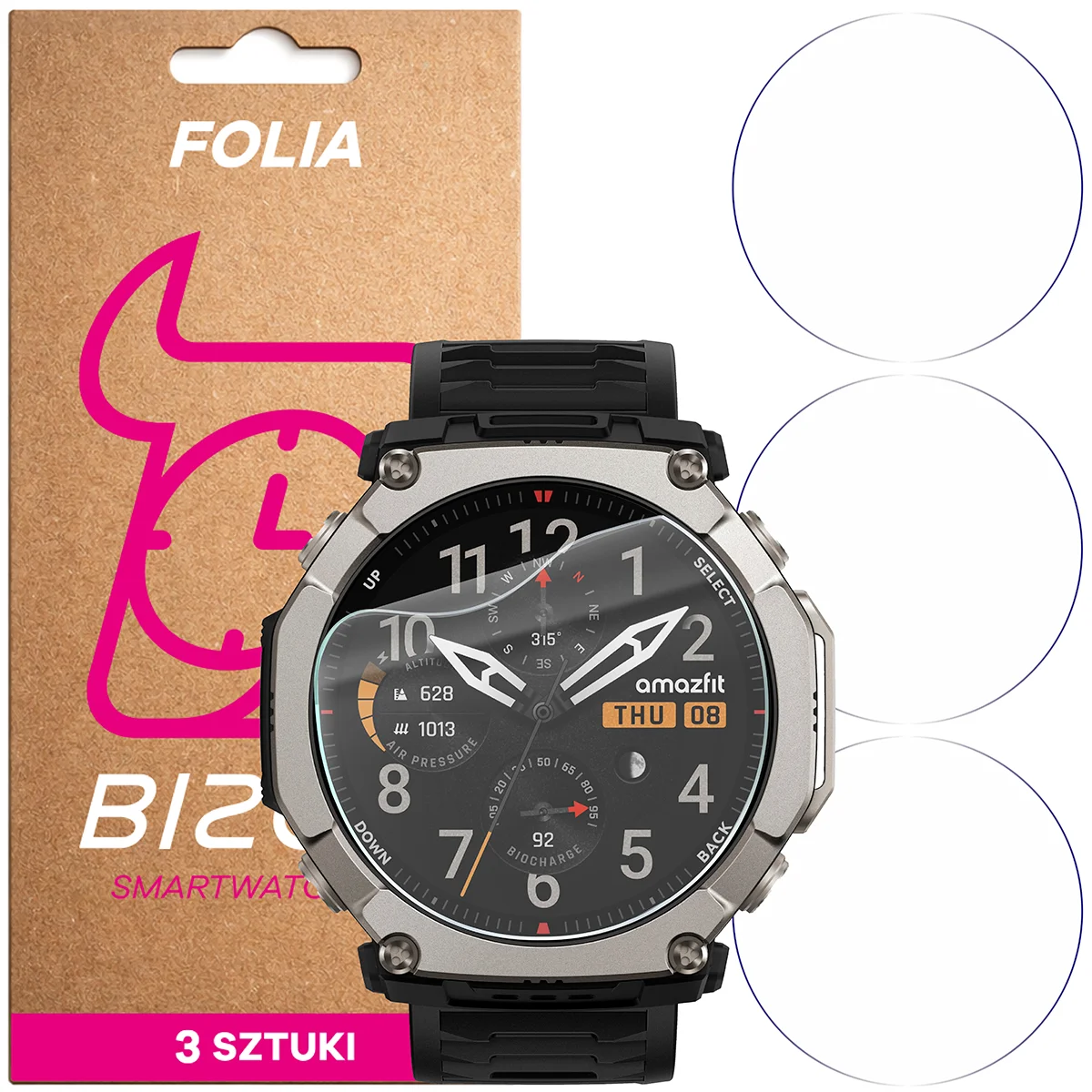 Folia hydrożelowa Bizon Watch Film HydroFlex dla Amazfit T-Rex Ultra 2