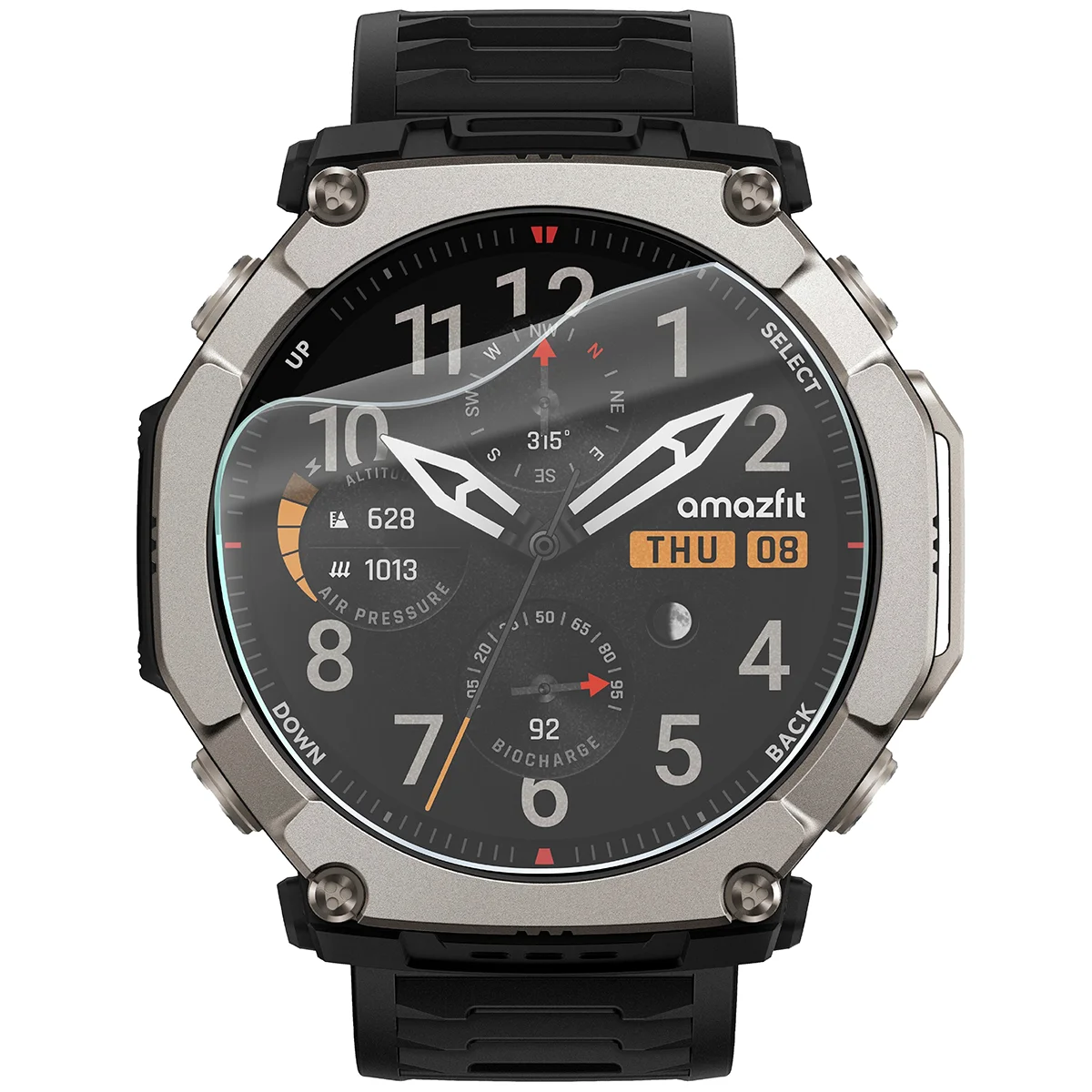 Bison Watch Film HydroFlex hydrogel film for Amazfit T-Rex Ultra 2 on the watch