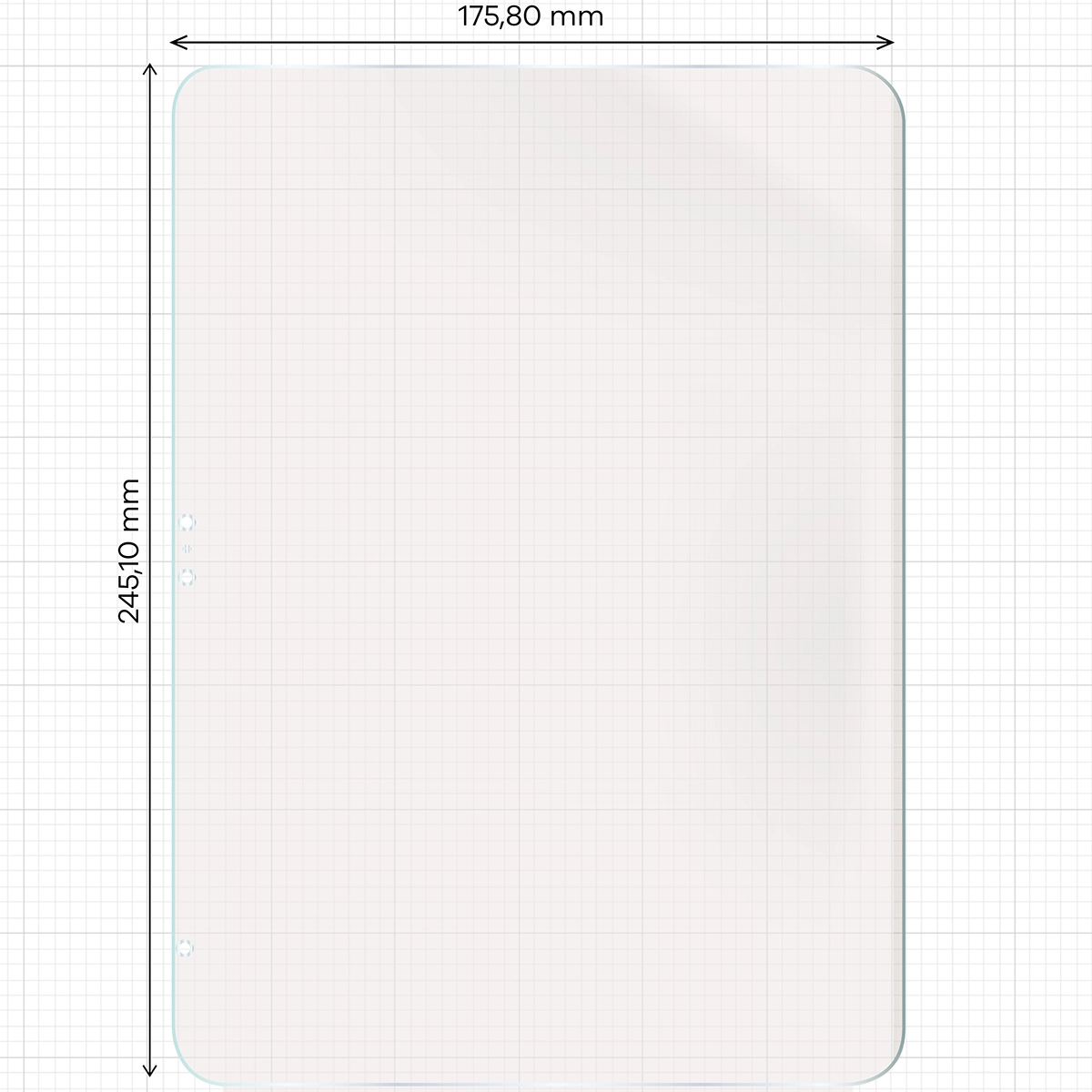 Miarka z wymiarami folii matowej Bizon Glass Tab Film Sun do Apple iPad 11 gen. 2025