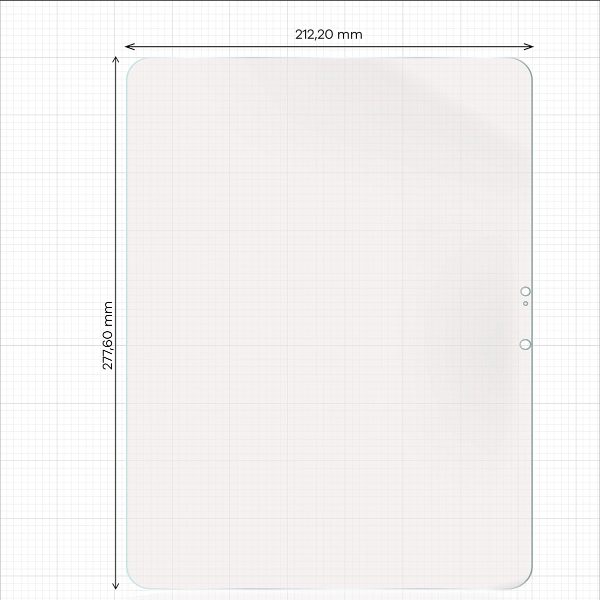 Miarka z wymiarami folii matowej Bizon Glass Tab Film Sun do iPad Air 13 M3 2025
