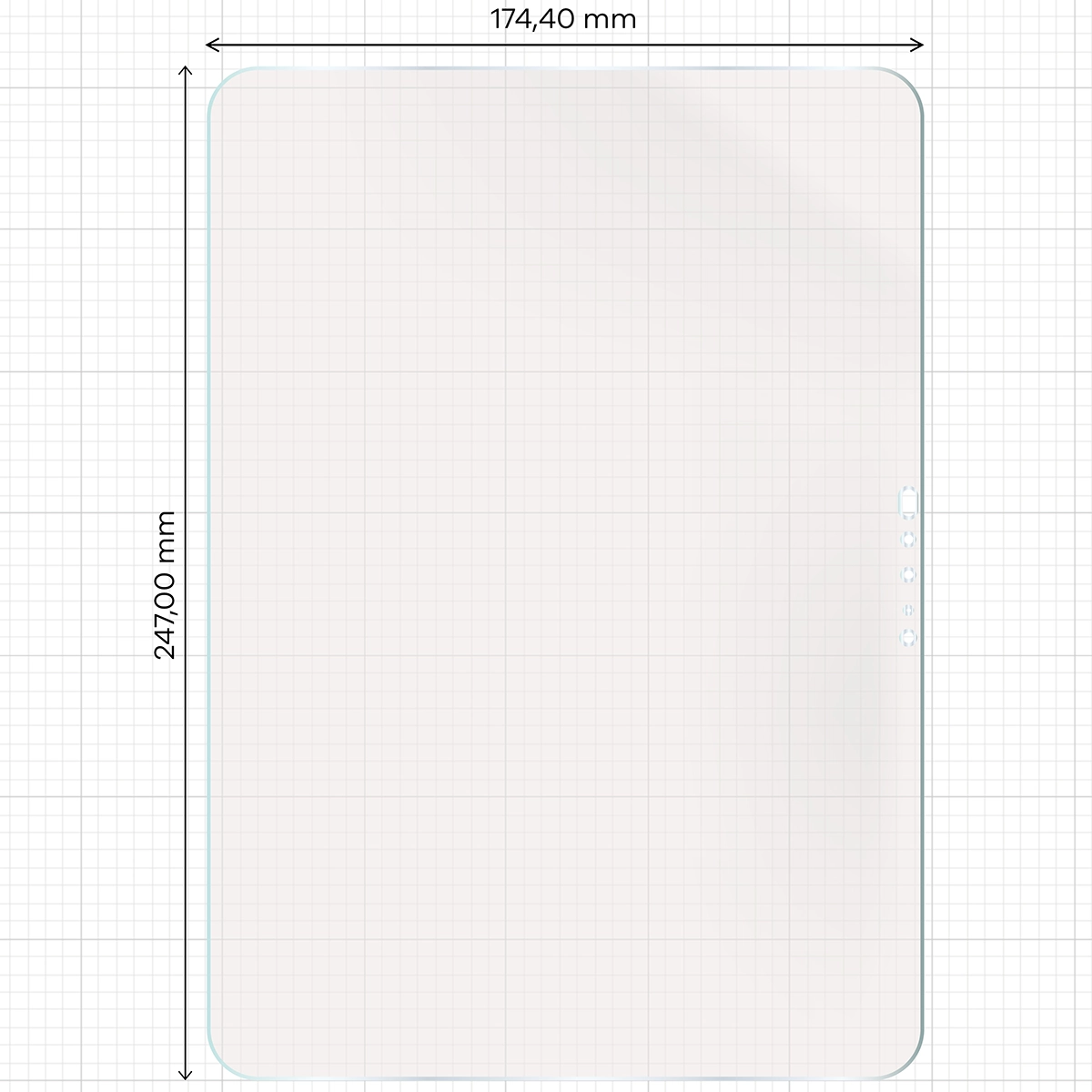 Miarka z wymiarami folii matowej Bizon Glass Tab Film Sun do iPad Pro 11 M5 202