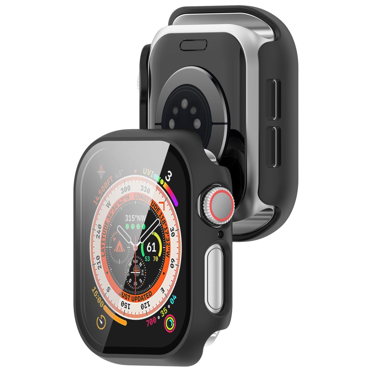 Etui ze szkłem do zegarka Bizon Case+Glass Apple Watch 10 46mm, czarne
