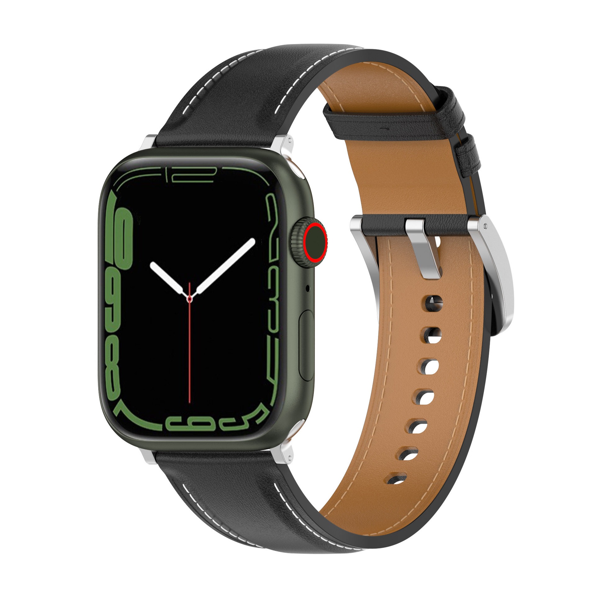 Bizon Strap Watch Casual leather strap for Apple Watch 42/44/45/46/49mm, black