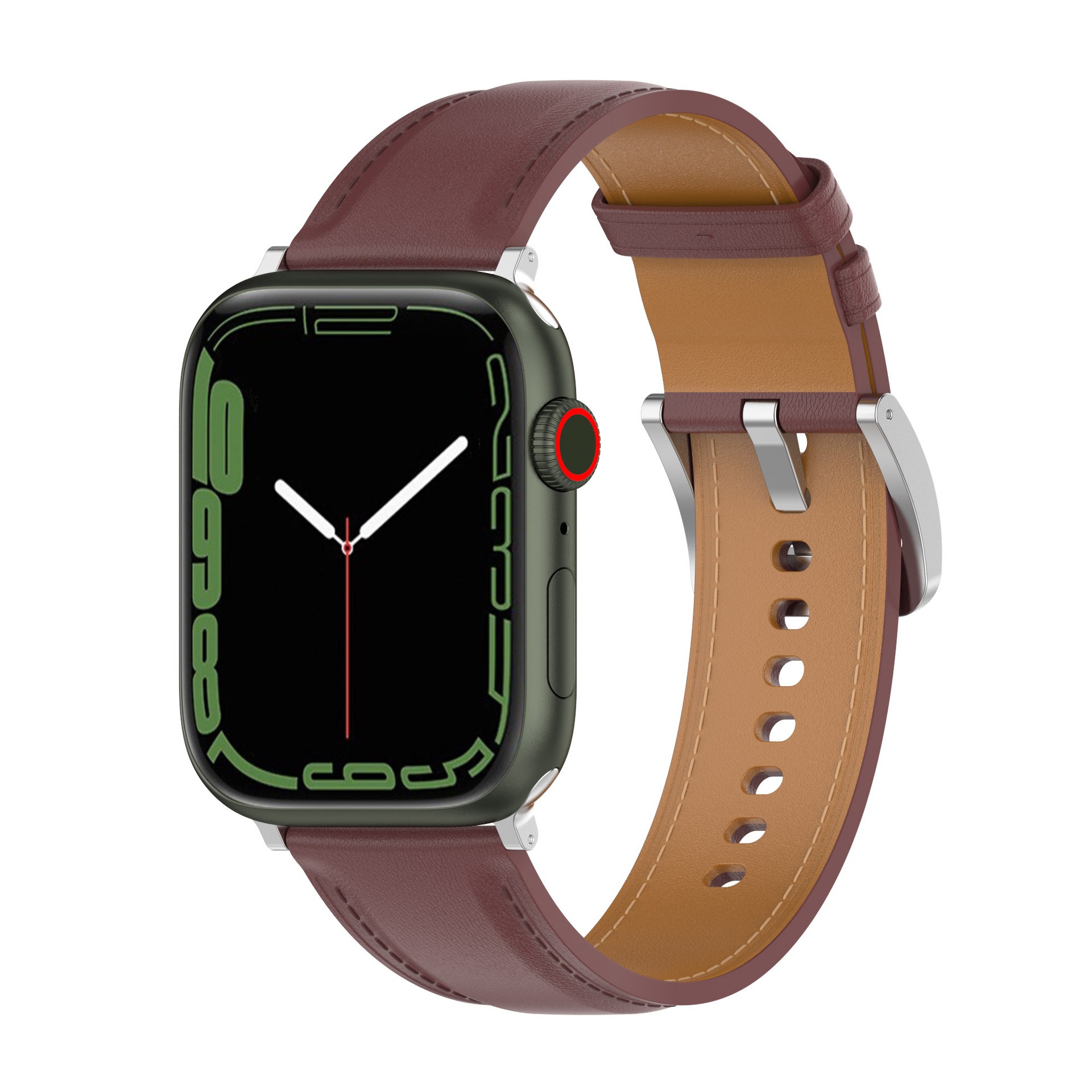 Brățară din piele Bizon Strap Watch Casual pentru Apple Watch 42/44/45/46/49mm, maro închis