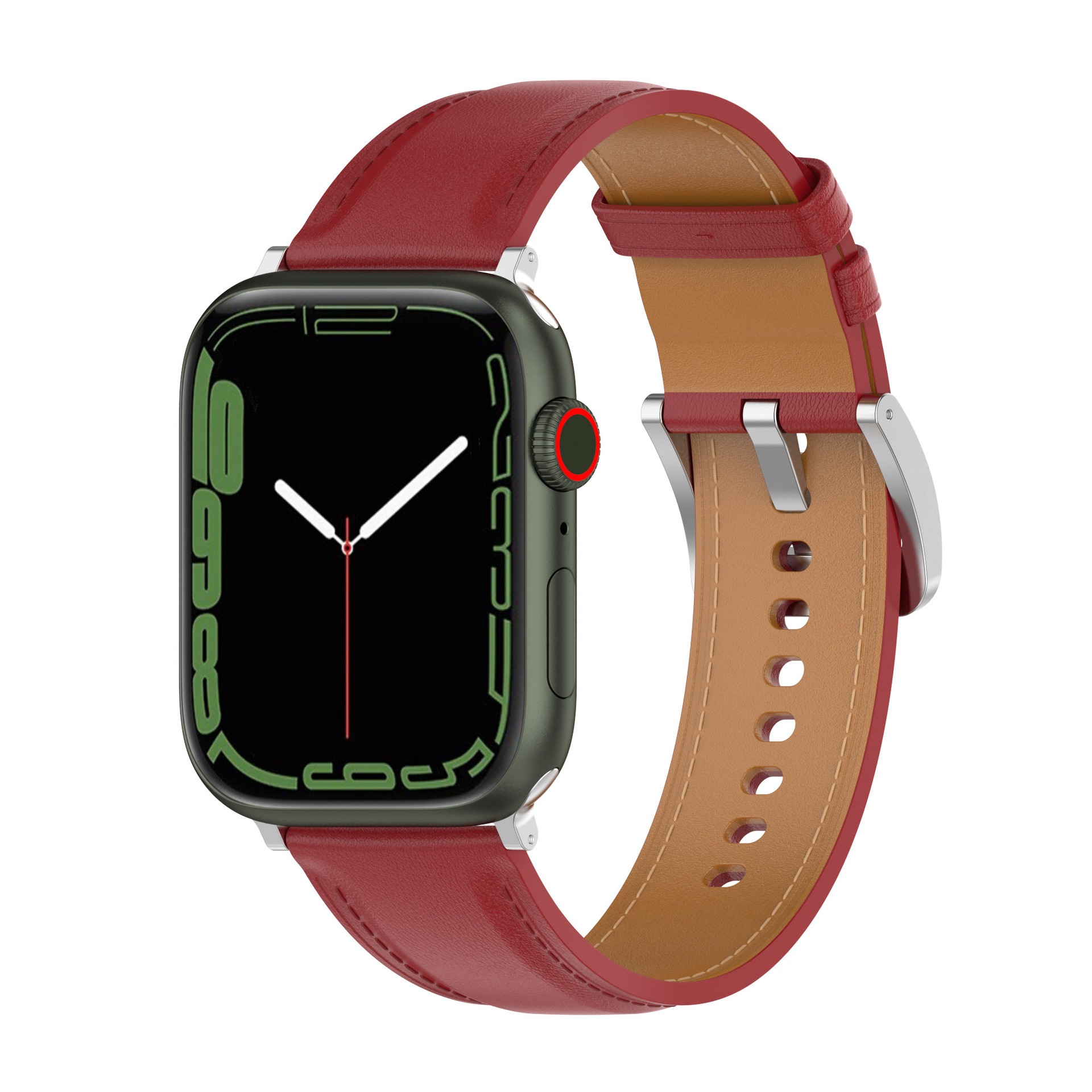 Brățara din piele Bizon Strap Watch Casual pentru Apple Watch 38/40/41mm/S10 42mm, roșie
