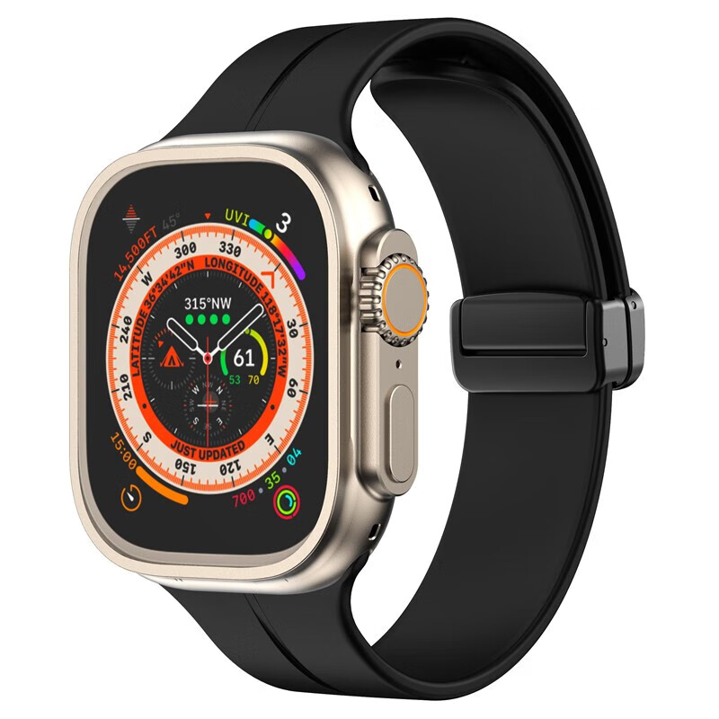 Cureaua din silicon Bizon Strap Watch Silicone pentru Apple Watch 44/45/46/49 mm, neagră
