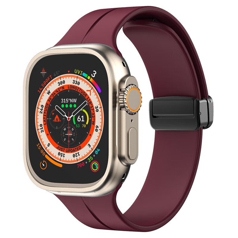 Brățara din silicon Bizon Strap Watch Silicone pentru Apple Watch 44/45/46/49 mm, burgundă
