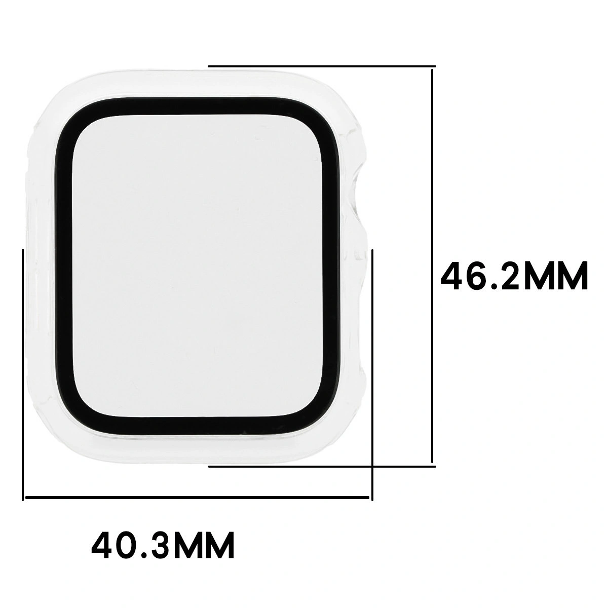 Abmessungen der Hülle Bizon Case+Glass Watch für Apple Watch SE 3 / SE 2 / SE / 6 / 5 / 4 (44 mm)