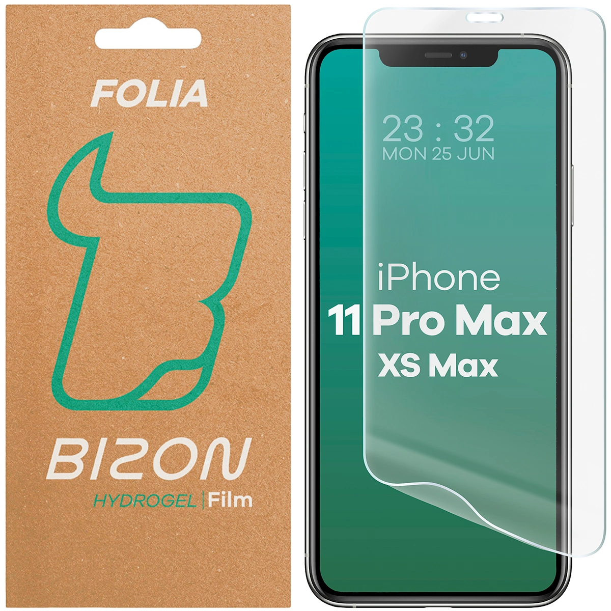 Verpackung und Hydrogel-Folie für den Bildschirm Bizon Glass Hydrogel Front für Apple iPhone 11 Pro Max / Apple iPhone Xs Max