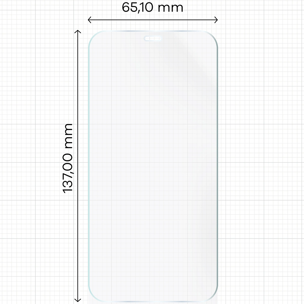 Miarka z wymiarami folii hydrożelowej Bizon Glass Hydrogel Front do Apple iPhone 11 Pro / Apple iPhone Xs