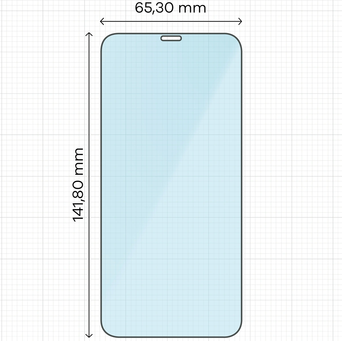 Miarka z wymiarami szkła hartowanego Bizon Smart Glass do Apple iPhone 11 / Apple iPhone Xr