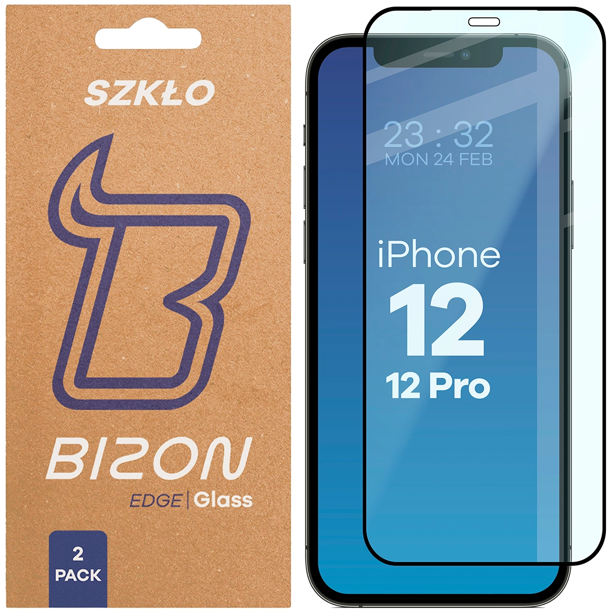 Szkło hartowane na cały ekran Bizon Glass Edge Duo dla Apple iPhone 12 / Apple iPhone 12 Pro