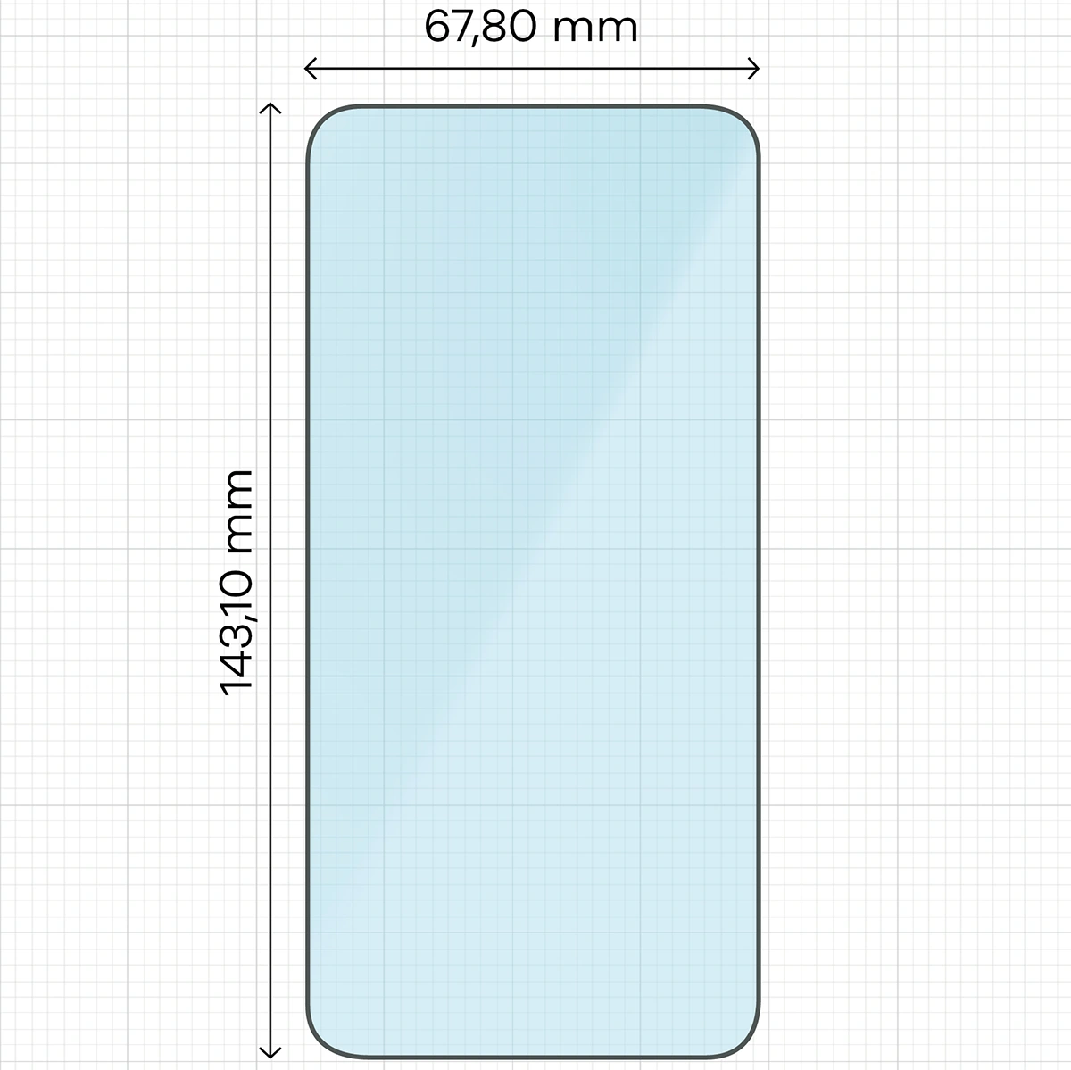 Miarka z wymiarami szkła hartowanego Bizon Smart Glass do iPhone 12 / 12 Pro