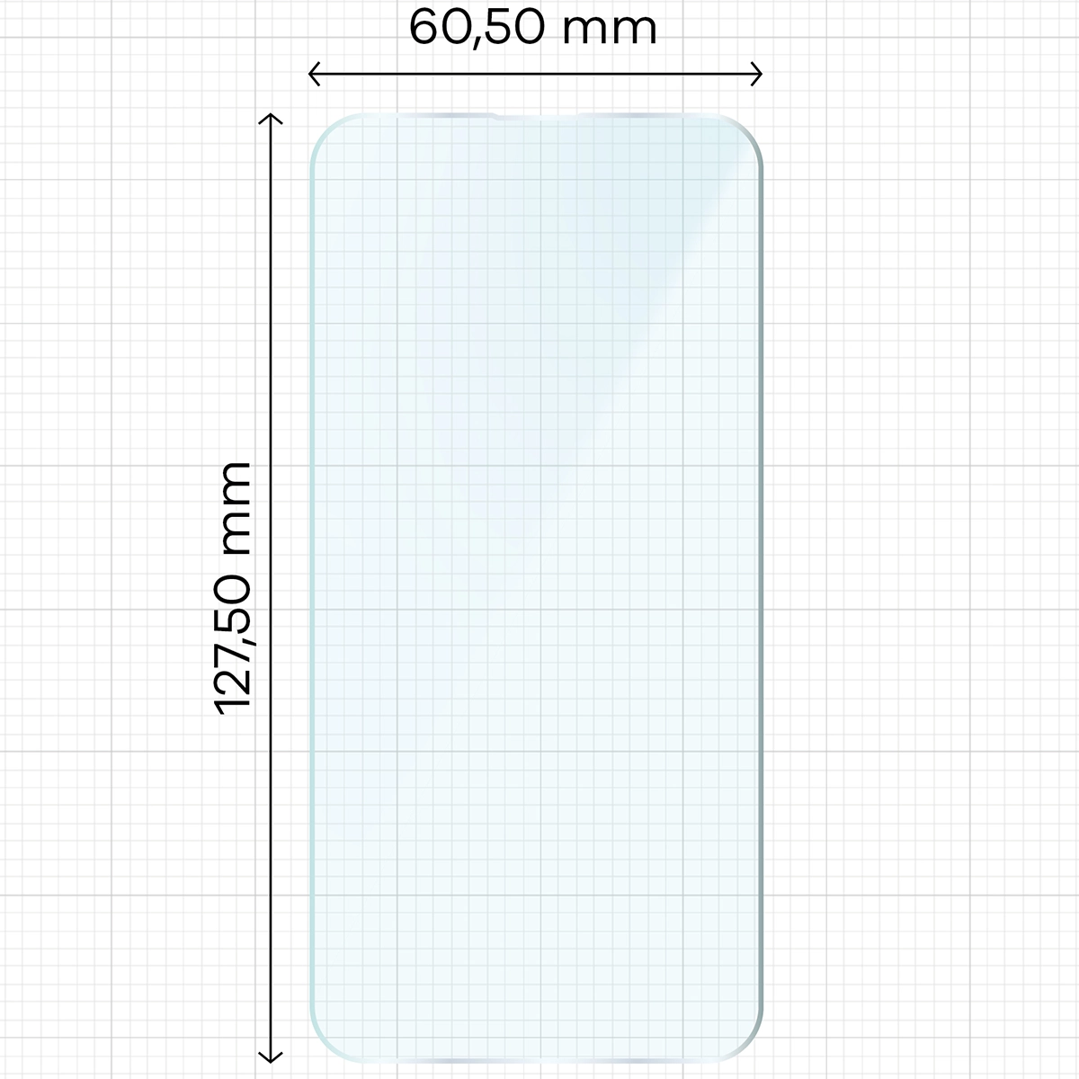 Miarka z wymiarami szkła hartowanego Bizon Glass Clear Duo do Apple iPhone 13 Mini