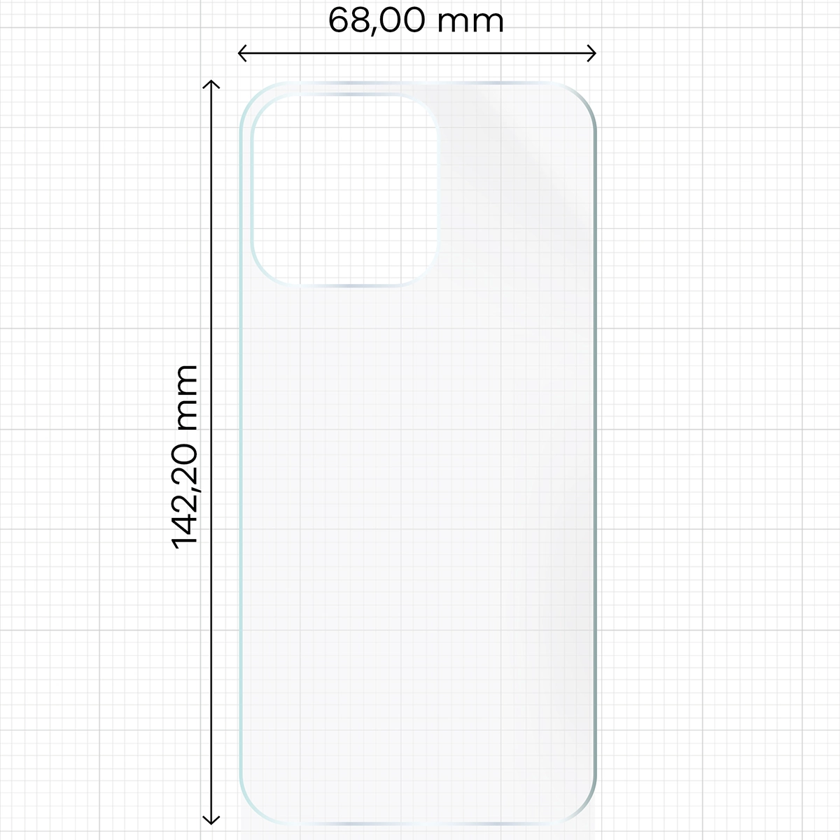Wymiary dla folii hydrożelowej na tył telefonu Bizon Glass Hydrogel Back do Apple iPhone 13 Pro