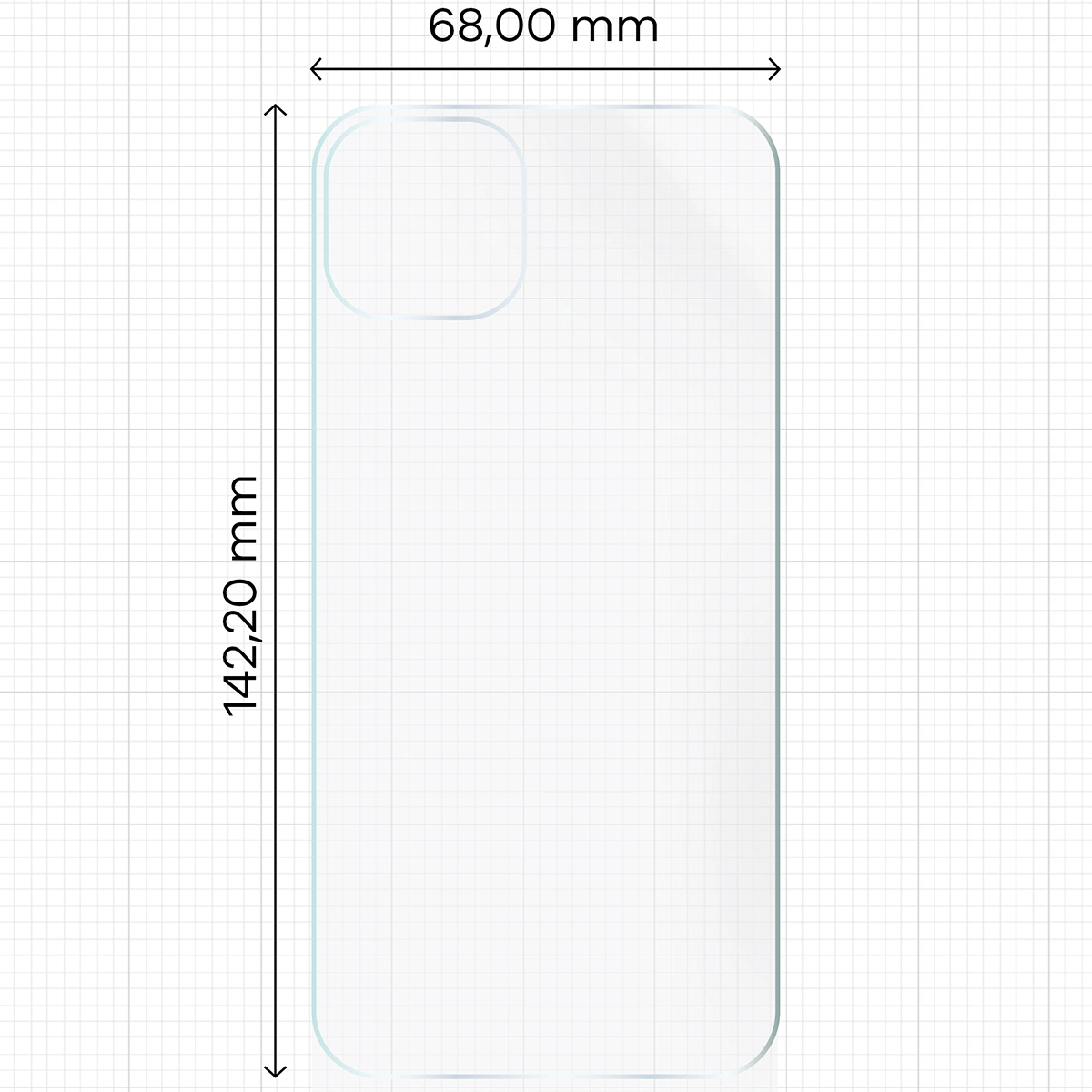 Wymiary dla folii hydrożelowej na tył telefonu Bizon Glass Hydrogel Back do Apple iPhone 13
