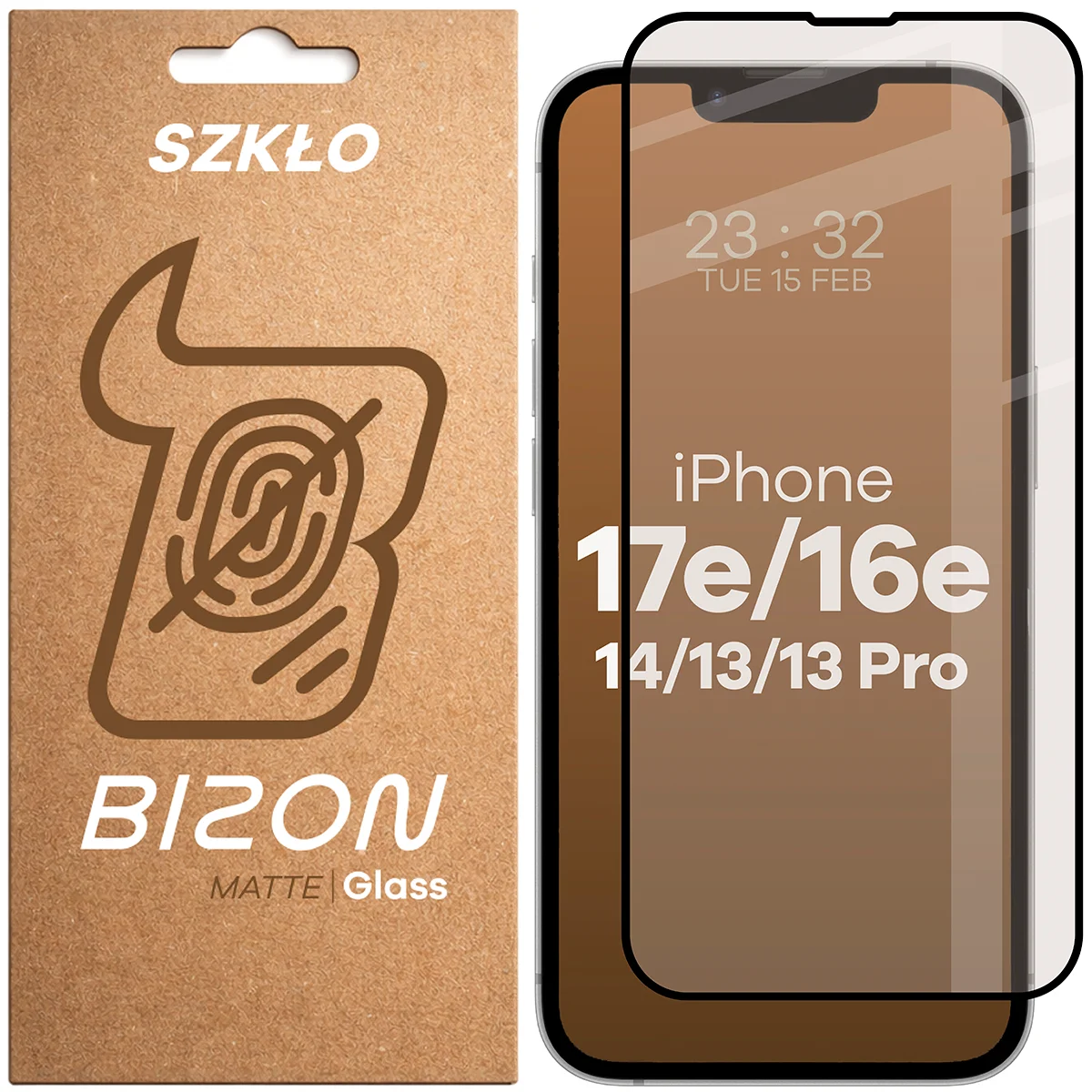 Mattes Glas für den Bildschirm Bizon Glass Matte für Apple iPhone 17e / Apple iPhone 16e / Apple iPhone 14 / Apple iPhone 13 Pro / Apple iPhone 13, 1 Stück