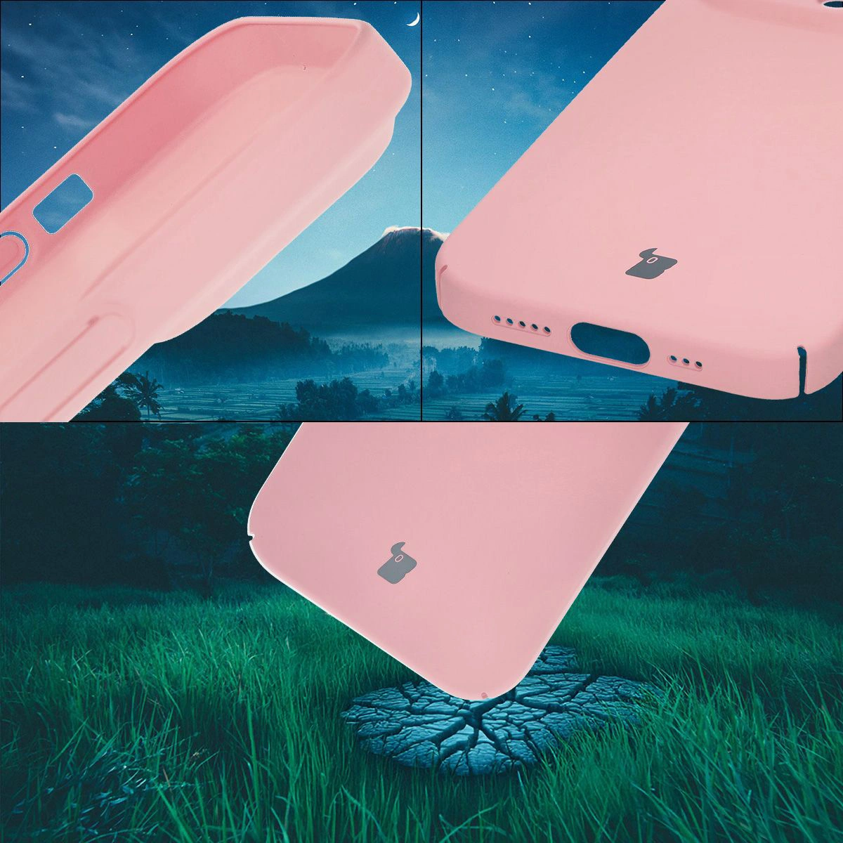 Capace integrate pentru butoane, decupaje și material rigid al etui-ului Bizon Case Łupka pentru Apple iPhone 14 Pro Max