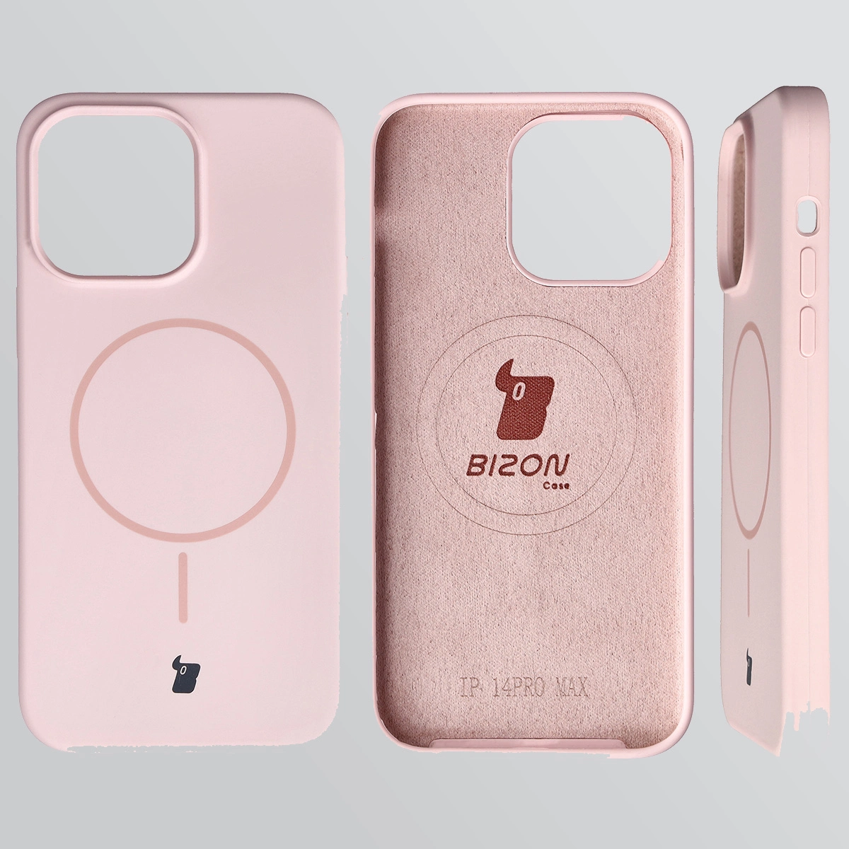 Konstrukcja etui Bizon Soft Case Magnetic: silikon, mikrofibra i zintegrowane osłony do Apple iPhone 14 Pro Max
