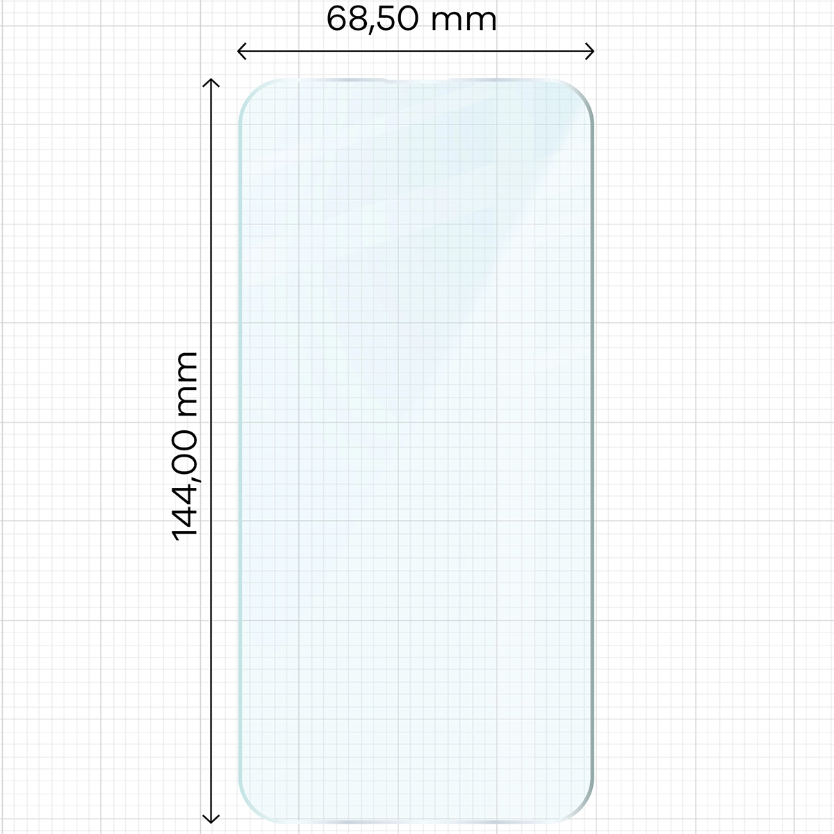 Miarka z wymiarami szkła hartowanego Bizon Glass Clear Duo do Apple iPhone 14 Pro