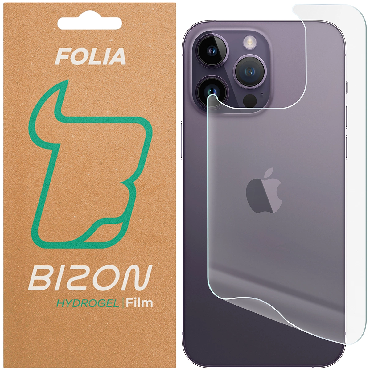 Pudełko i folia hydrożelowa na tył telefonu Bizon Glass Hydrogel Back do Apple iPhone 14 Pro