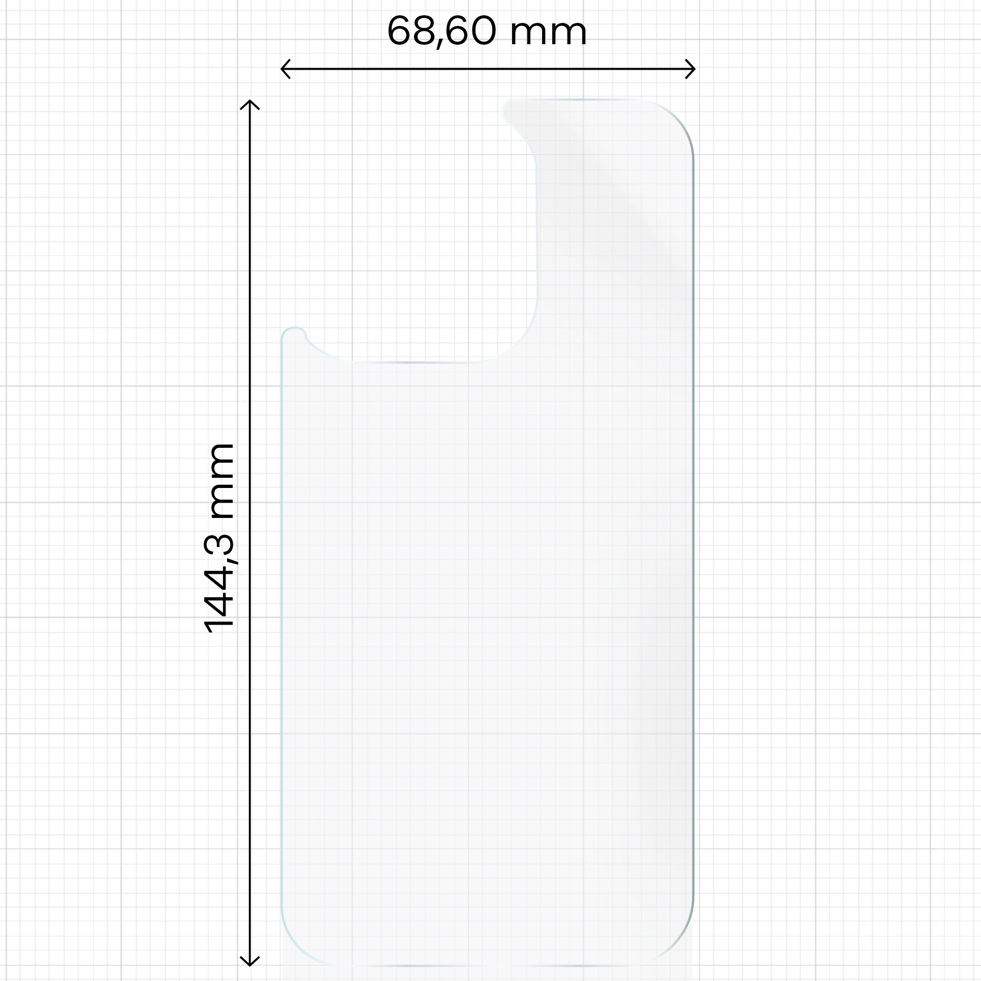 Wymiary dla folii hydrożelowej na tył telefonu Bizon Glass Hydrogel Back do Apple iPhone 14 Pro