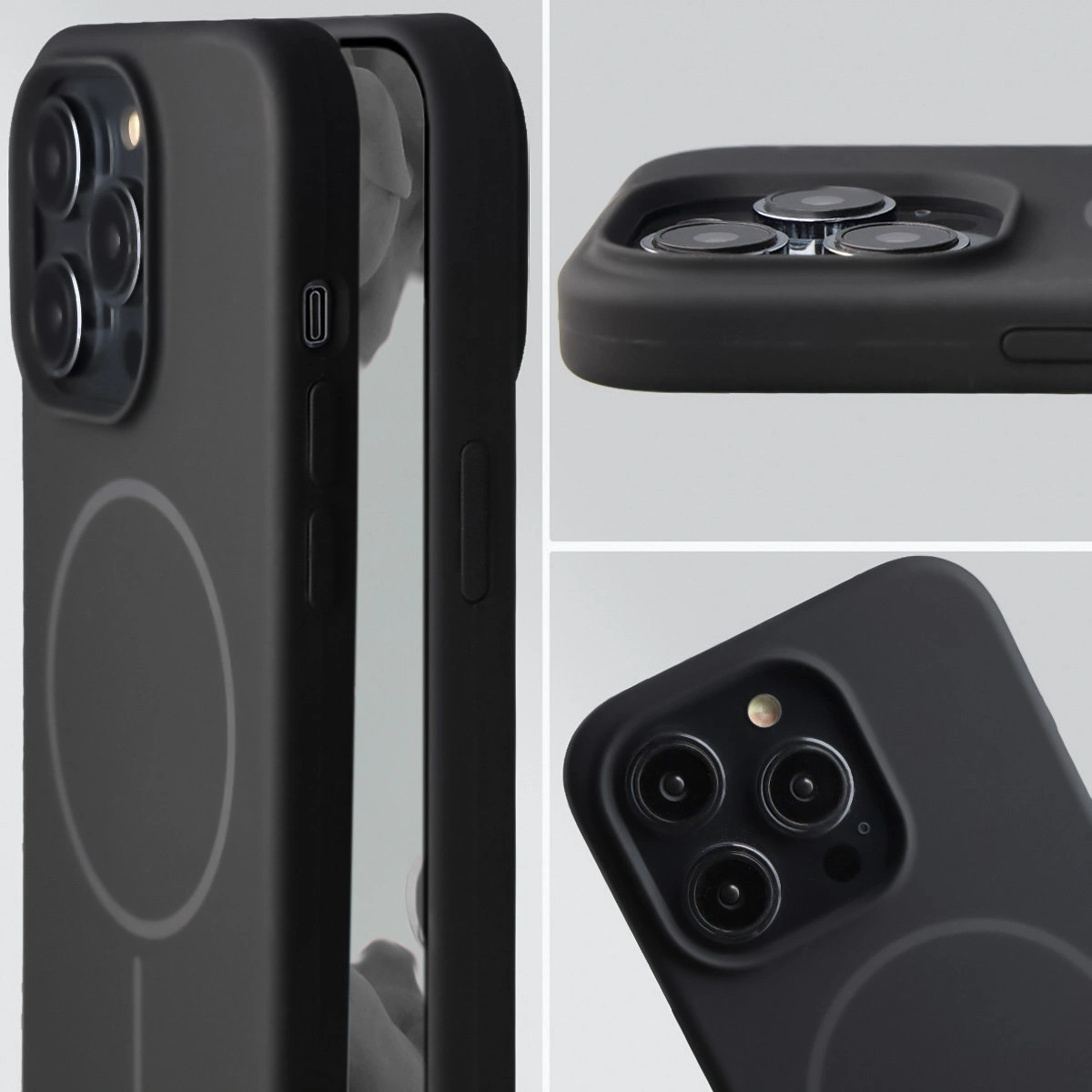 Zbliżenie na wycięcie na obiektywy w etui Bizon Soft Case do Apple iPhone 14 Pro