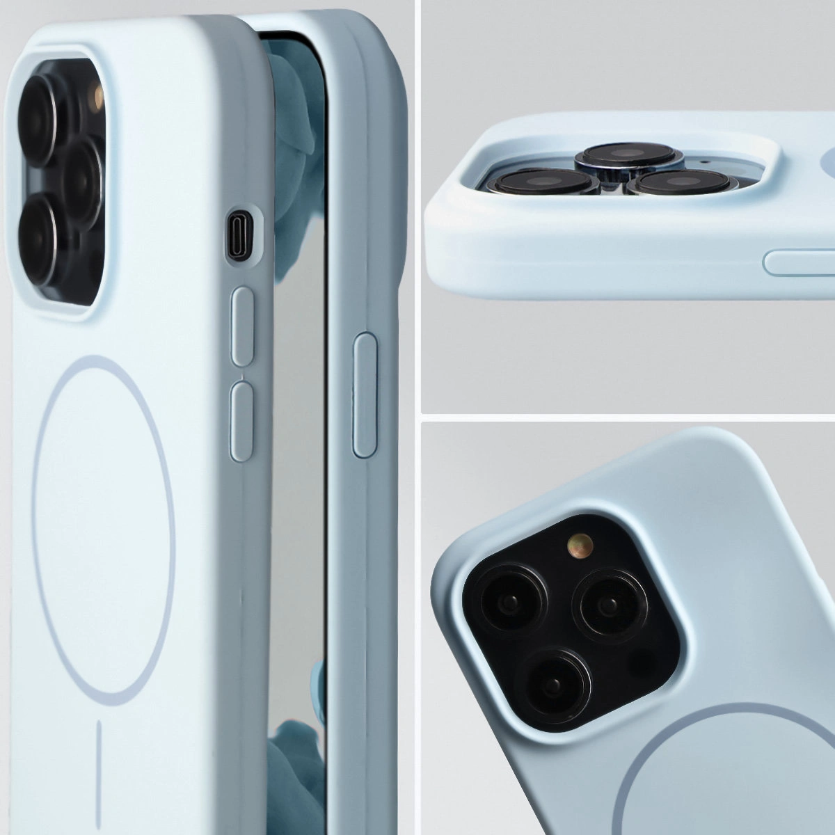 Zbliżenie na wycięcie na obiektywy w etui Bizon Soft Case do Apple iPhone 14 Pro