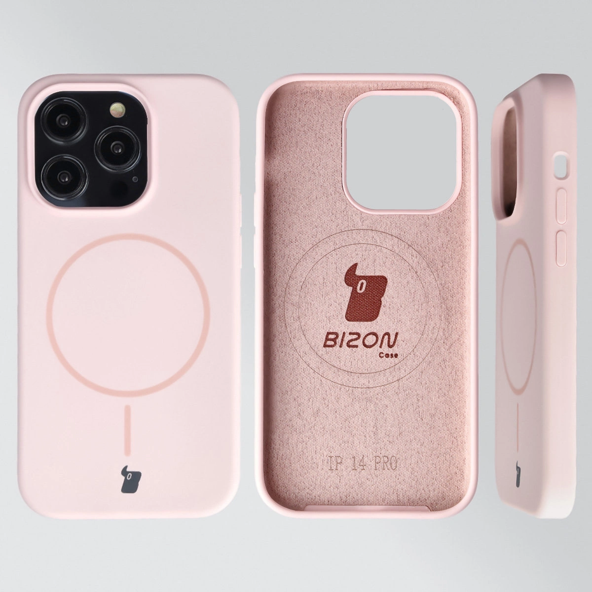 Konstrukcja etui Bizon Soft Case Magnetic: silikon, mikrofibra i zintegrowane osłony do Apple iPhone 14 Pro