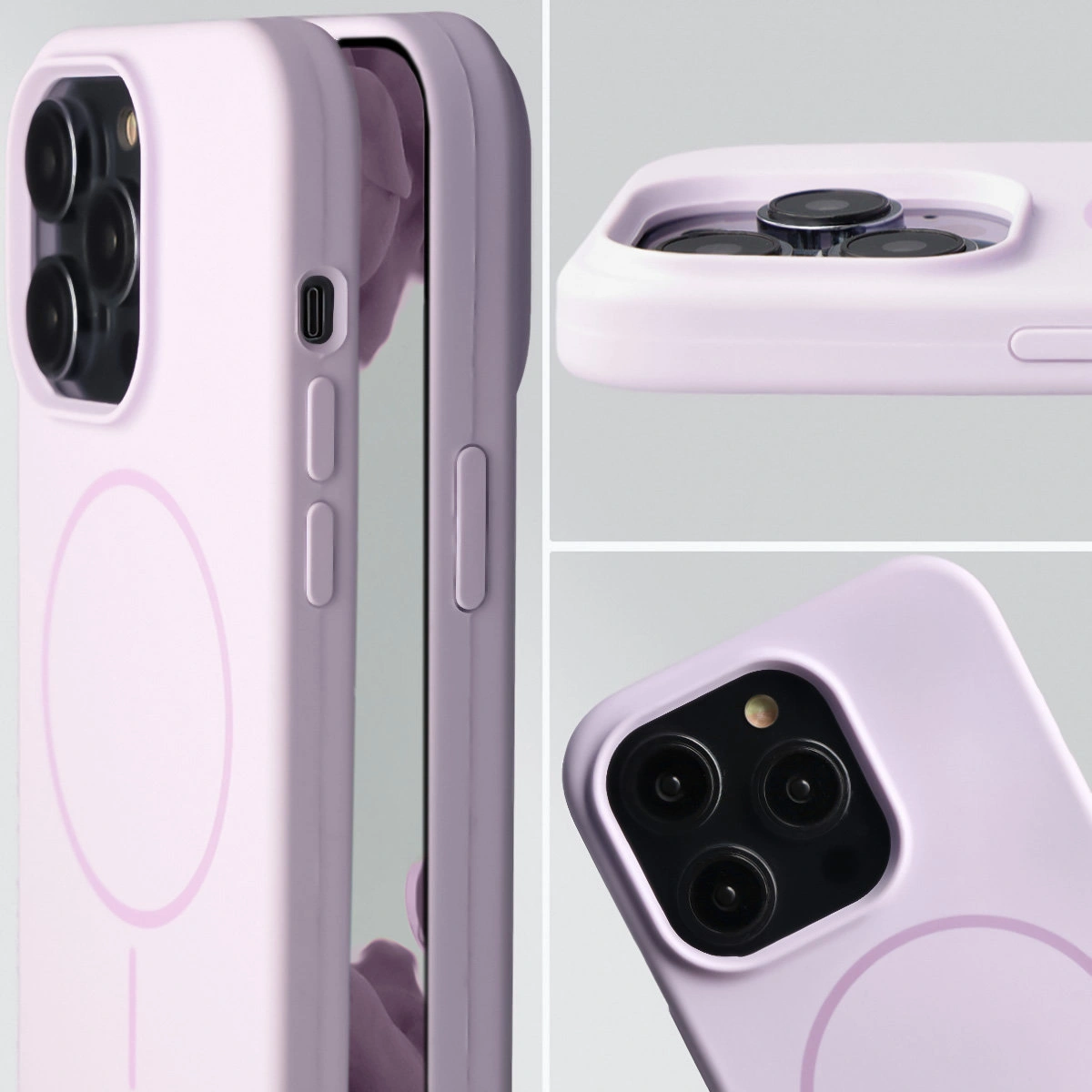 Zbliżenie na wycięcie na obiektywy w etui Bizon Soft Case do Apple iPhone 14 Pro