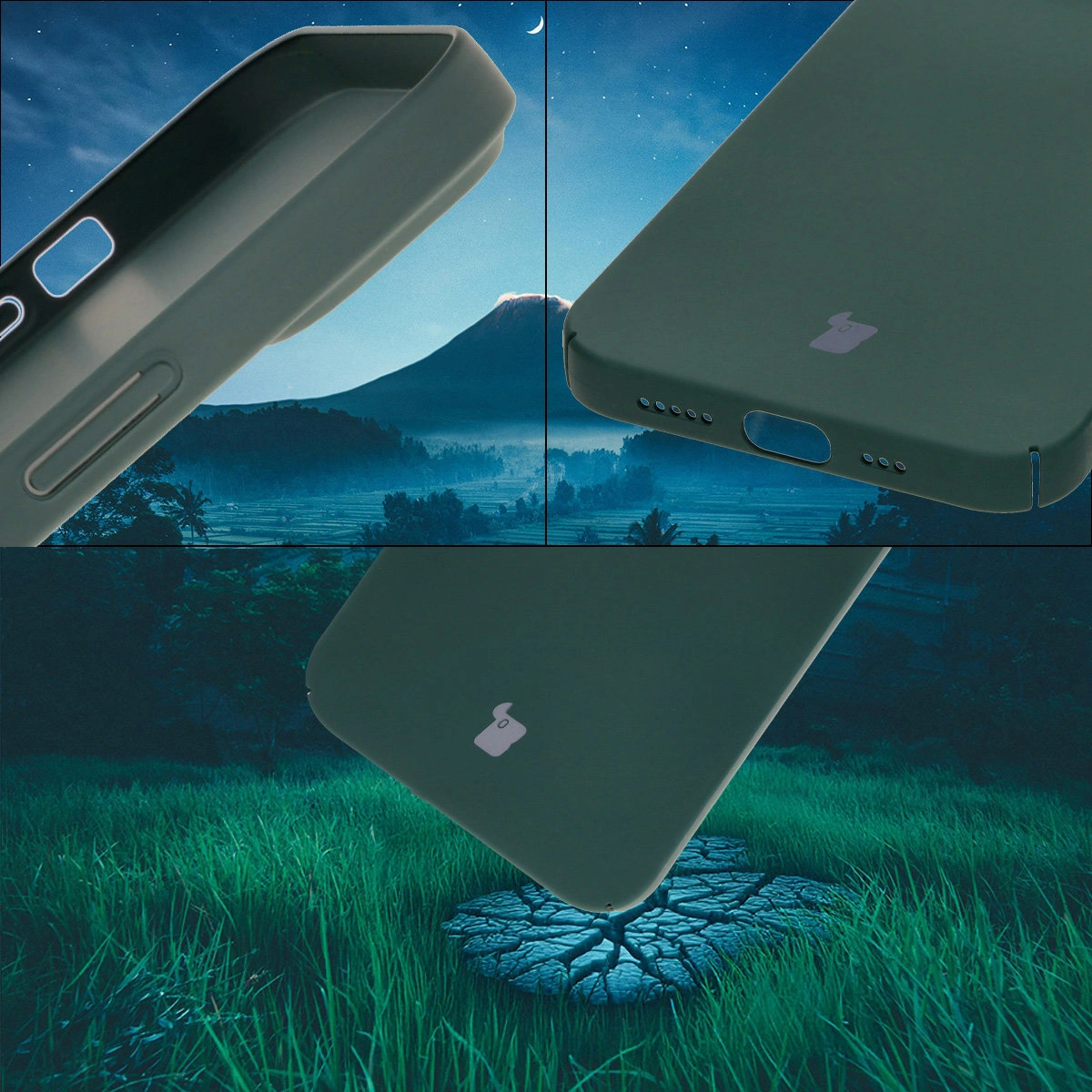 Integrierte Abdeckungen für Tasten, Ausschnitte und hartes Material des Bizon Case Łupka für das Apple iPhone 14