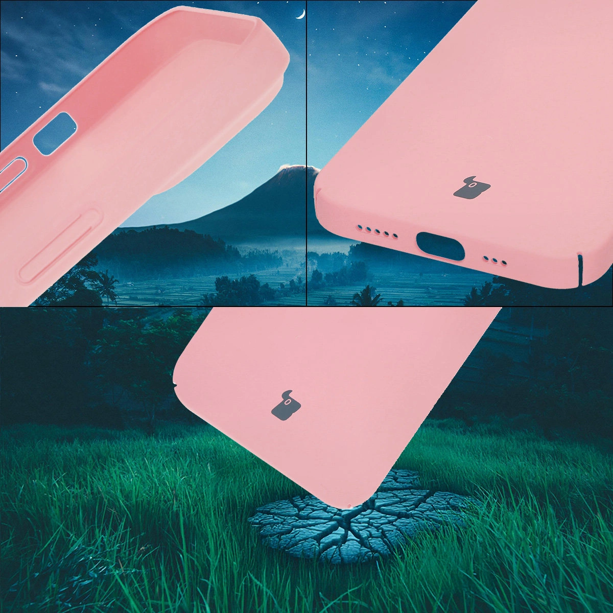 Protecții integrate pentru butoane, decupaje și material dur al etui-ului Bizon Case Łupka pentru Apple iPhone 14