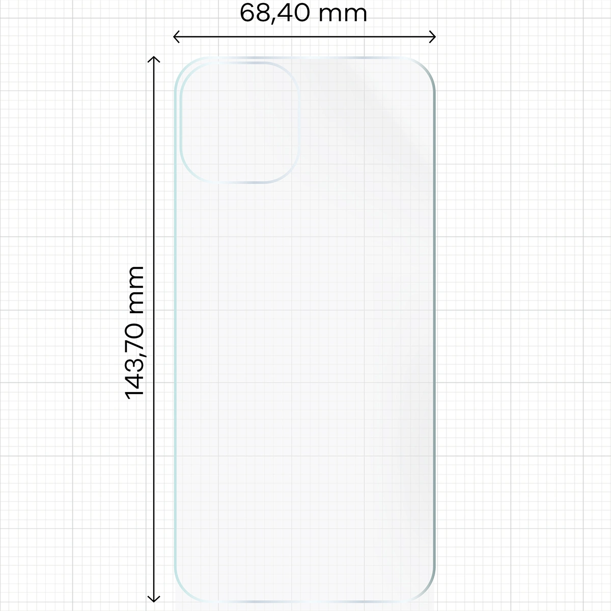 Wymiary dla folii hydrożelowej na tył telefonu Bizon Glass Hydrogel Back do Apple iPhone 14