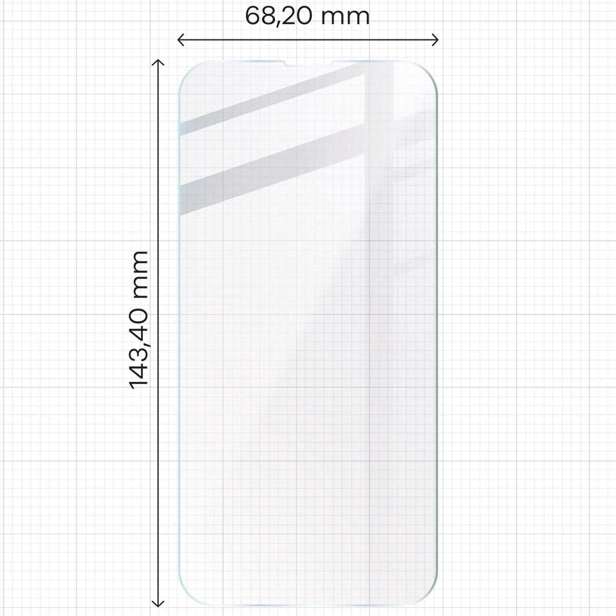 Miarka z wymiarami szkła hybrydowego Bizon Glass Mule