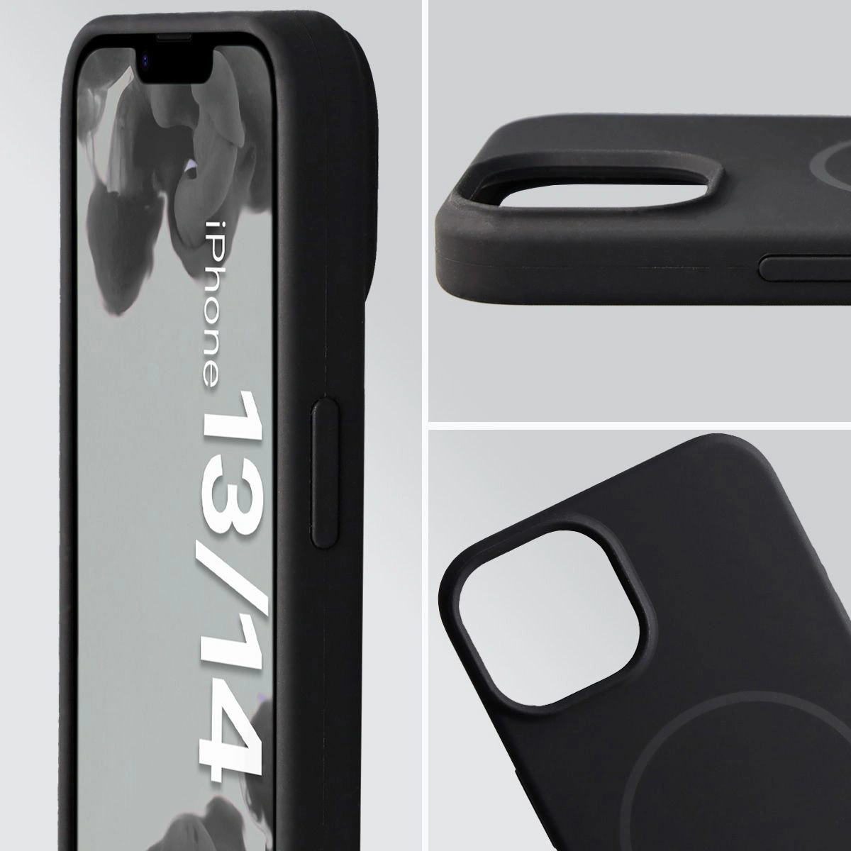 Zbliżenie na wycięcie na obiektywy w etui Bizon Soft Case do Apple iPhone 14