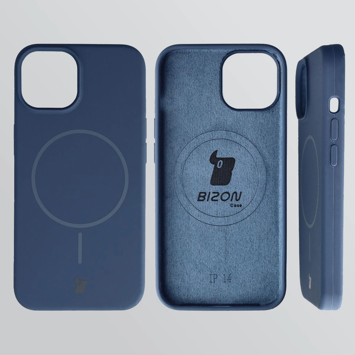 Konstrukcja etui Bizon Soft Case Magnetic: silikon, mikrofibra i zintegrowane osłony do Apple iPhone 14