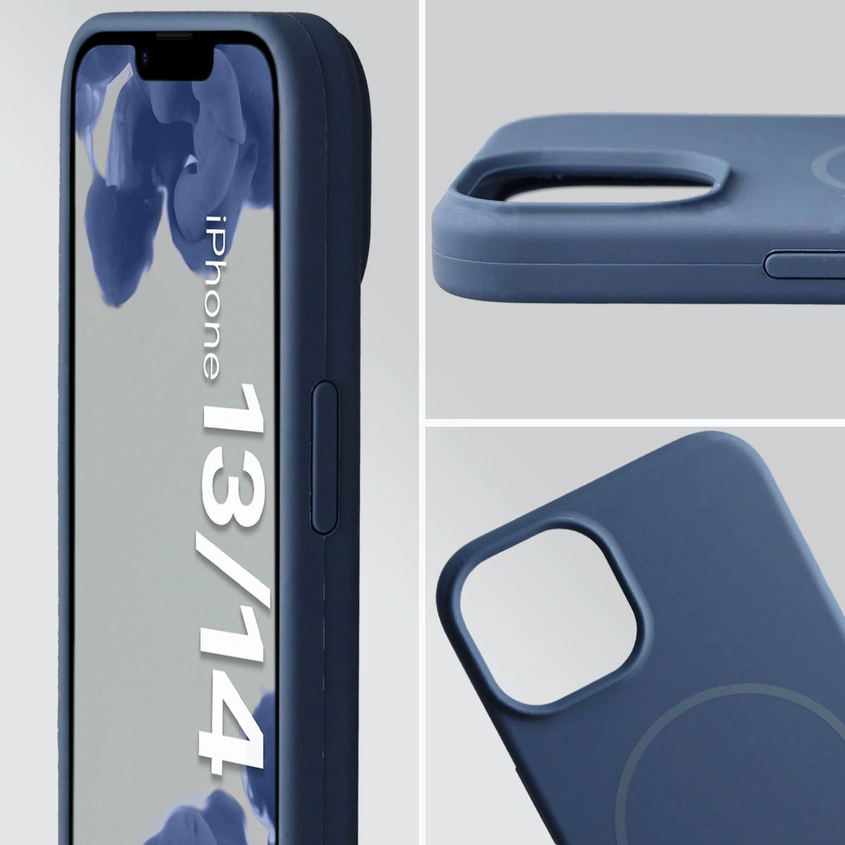 Zbliżenie na wycięcie na obiektywy w etui Bizon Soft Case do Apple iPhone 14